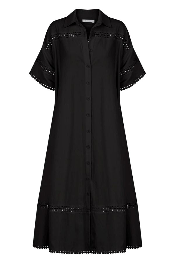 Adelfia Shirt Dress in Domino Black