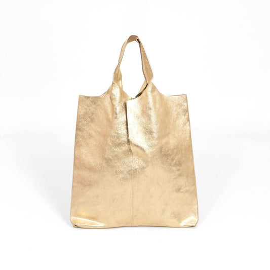 Paloma Italian Leather Shoulder Bag - Gold, Metallic