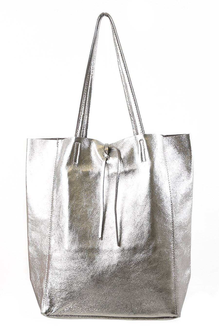 Heather Tote Bag - Silver, Metallic