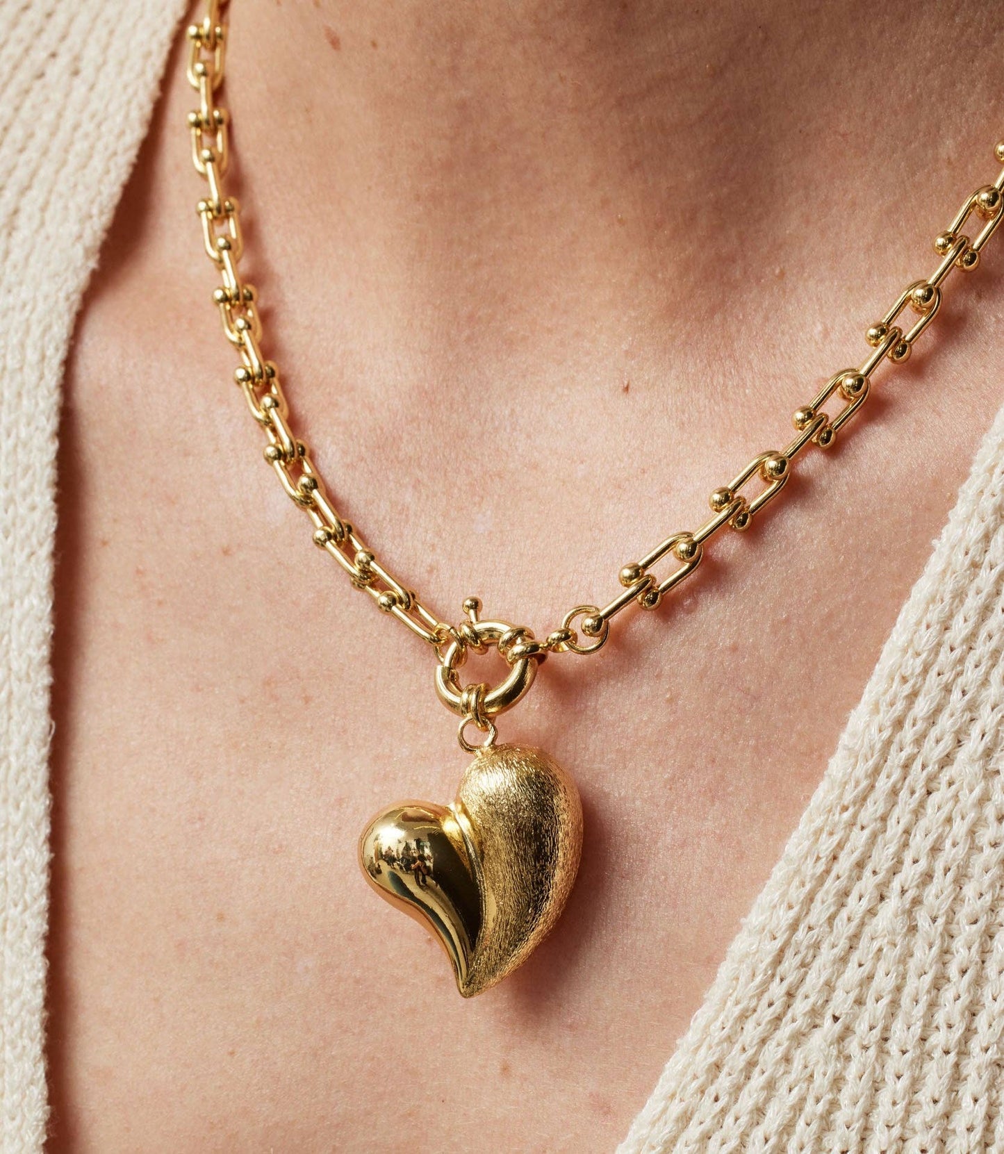 Amor Chunky Gold Heart Necklace