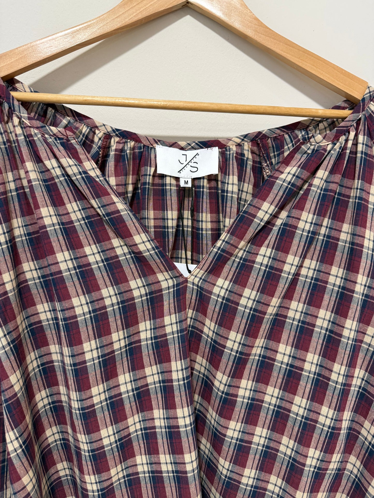 Plaid Shirt with Embroidery Detail on Sleeve