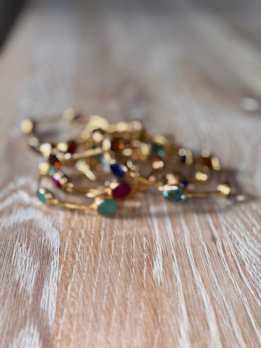 Gold Bracelet with Large Assorted Stones