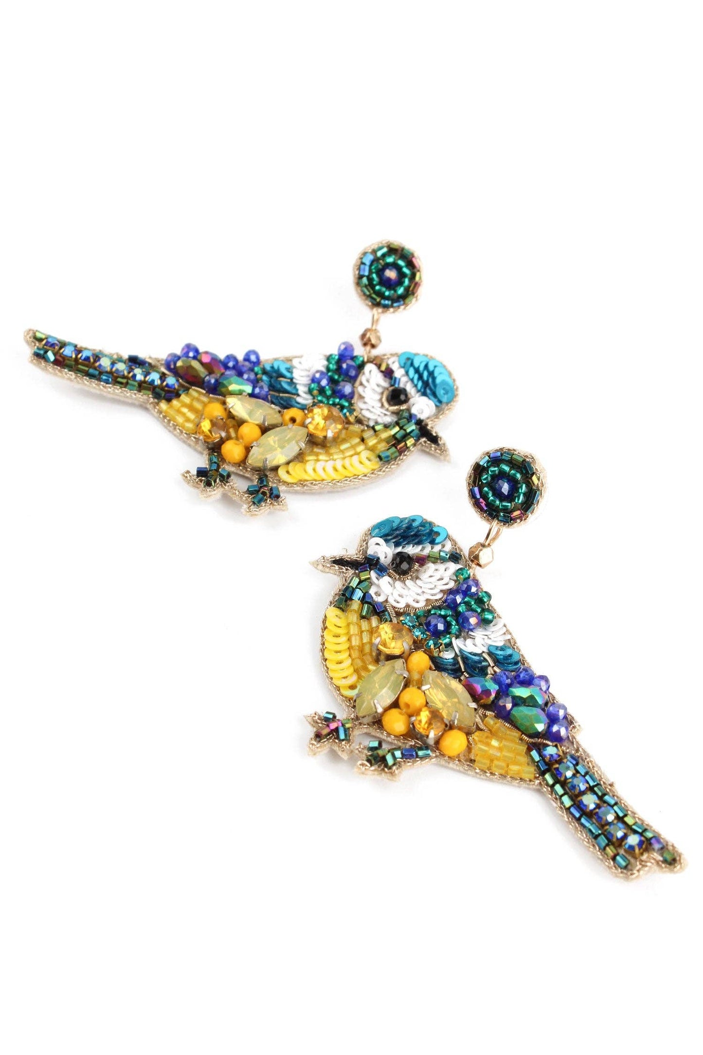 Beaded Blue Tit Earrings