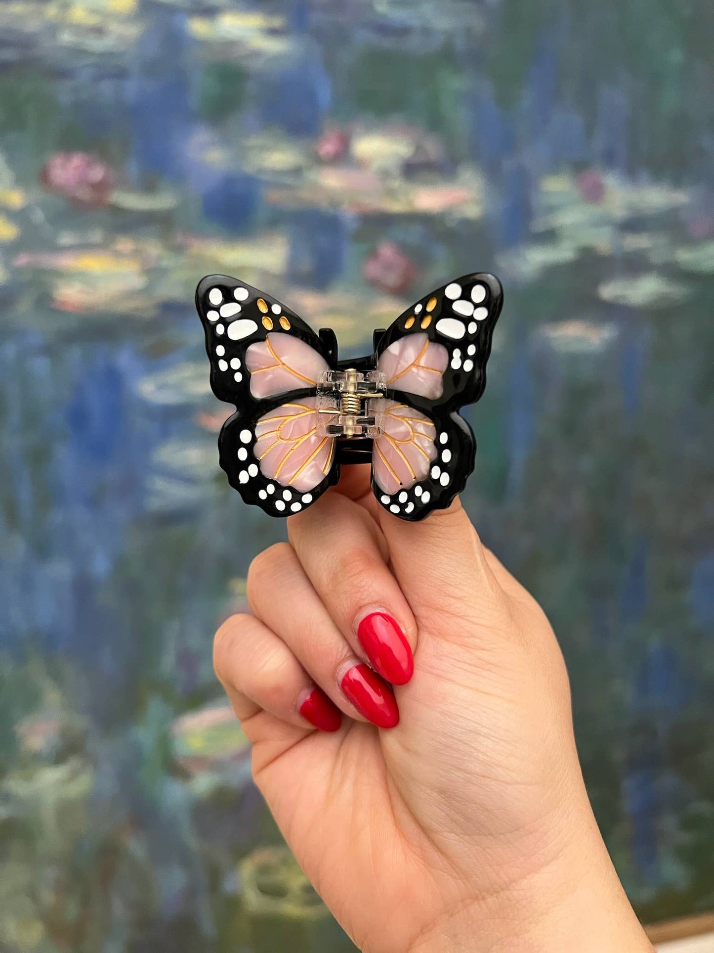 Hand-painted MINI Monarch Claw Hair Clip