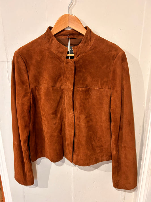 Mandarin Collared Suede Jacket