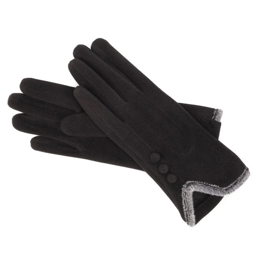 Three Button Gloves in Black
