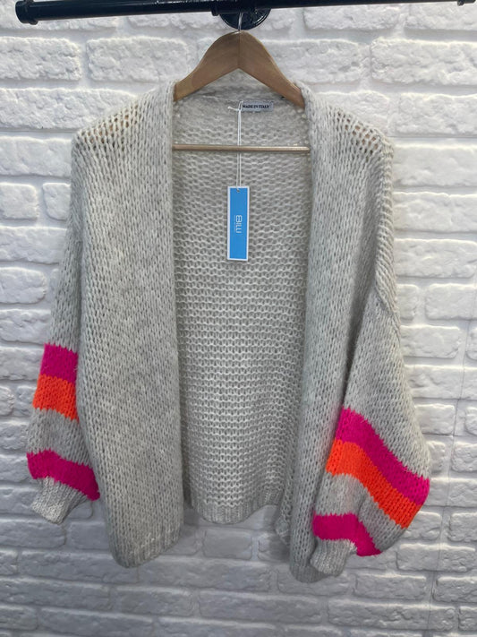 Stone Cardigan with Fluorescent Detail