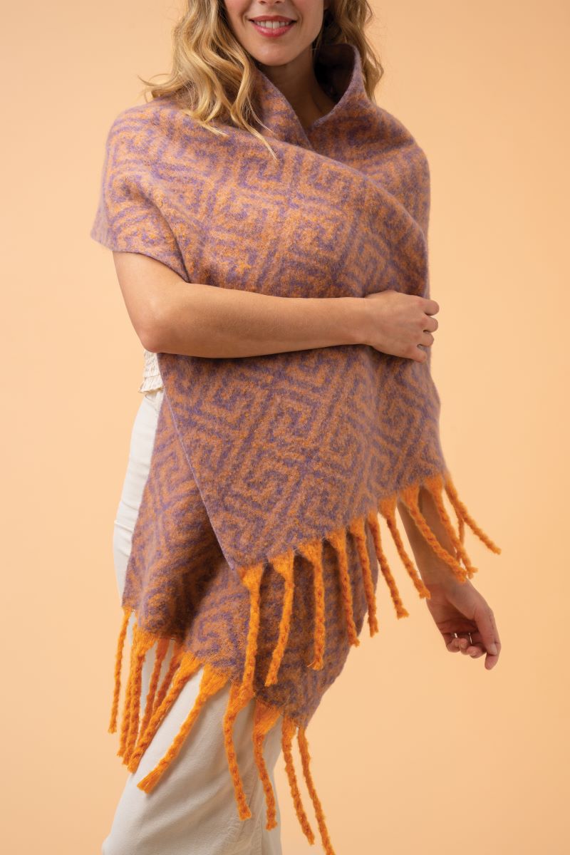 Athena Cosy Scarf in Tangerine and Lavender