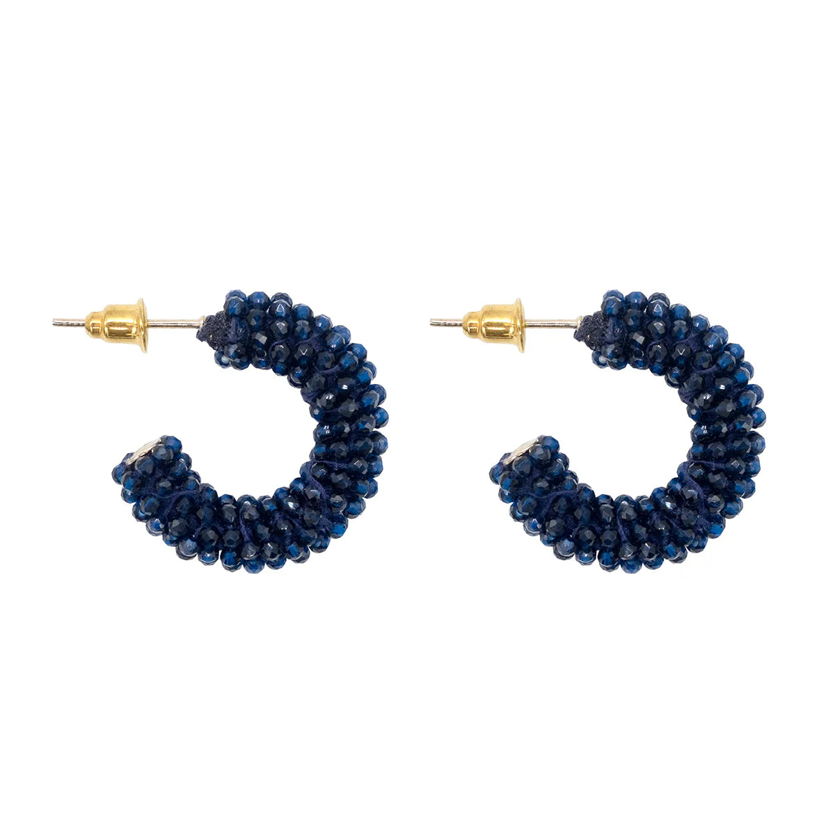 Mini Navy Aurora Cluster Hoop Earrings