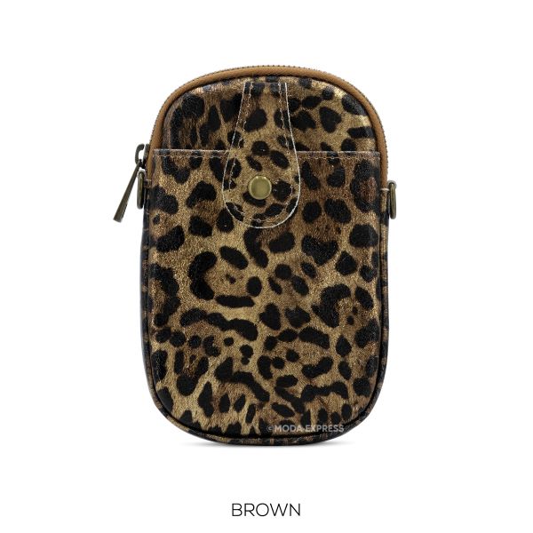 Animal Print Leather Phone Pouch Crossbody