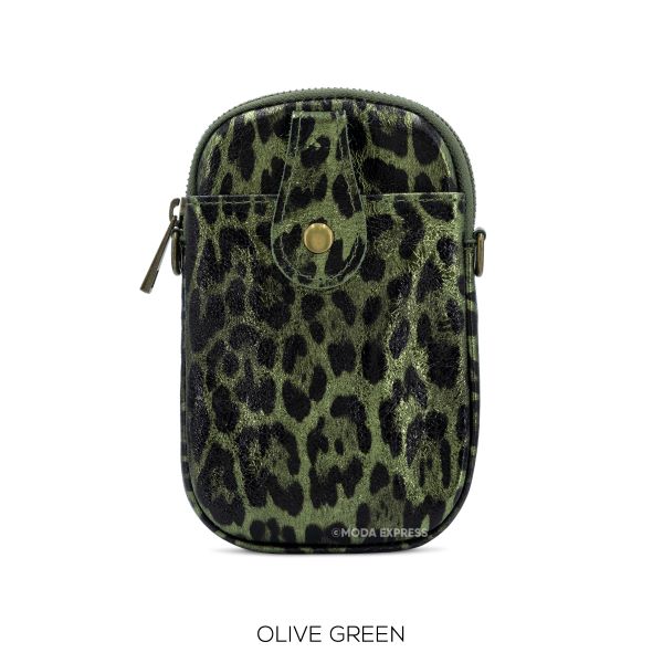 Animal Print Leather Phone Pouch Crossbody