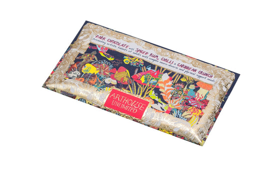 Angels of The Deep Dark Chocolate with Spiced Rum, Chilli & Caribbean Crunch 90g