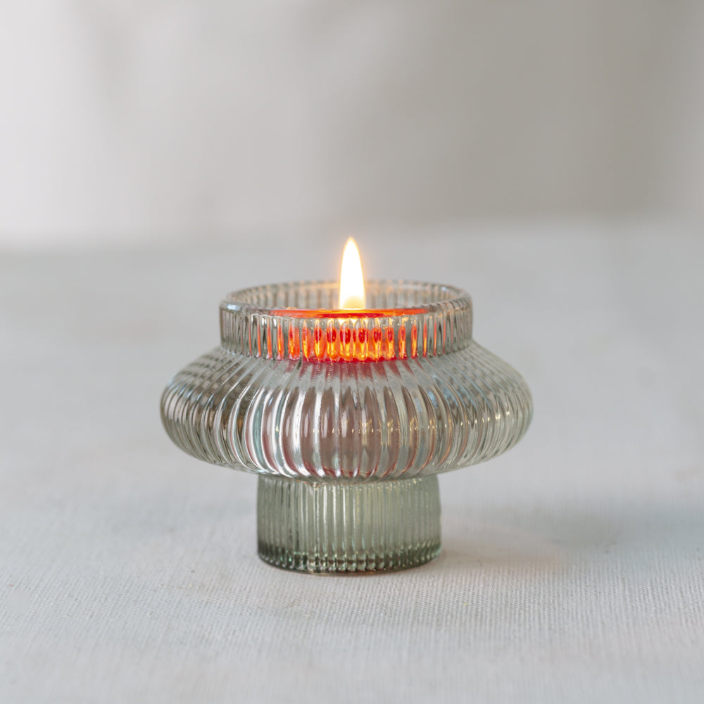 Glass Candleholder Duo Mist