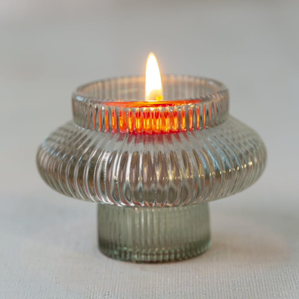 Glass Candleholder Duo Mist