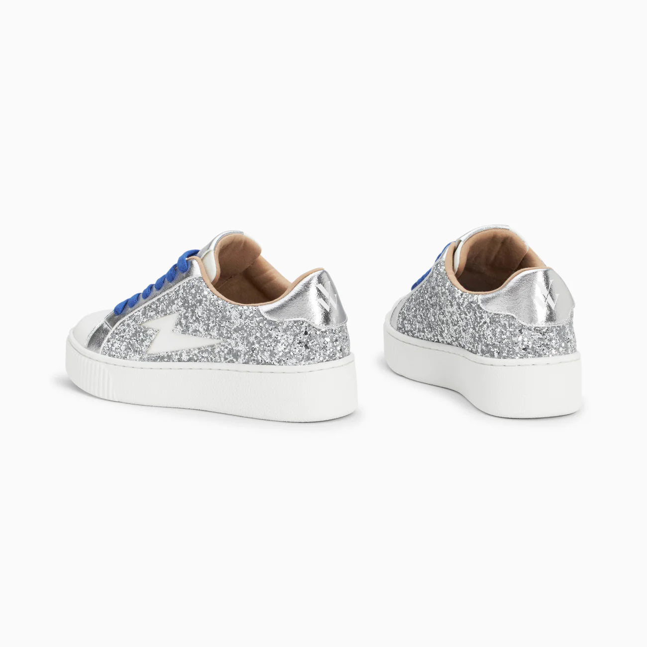 Elise Glittery Silver Storm Sneakers with Laces