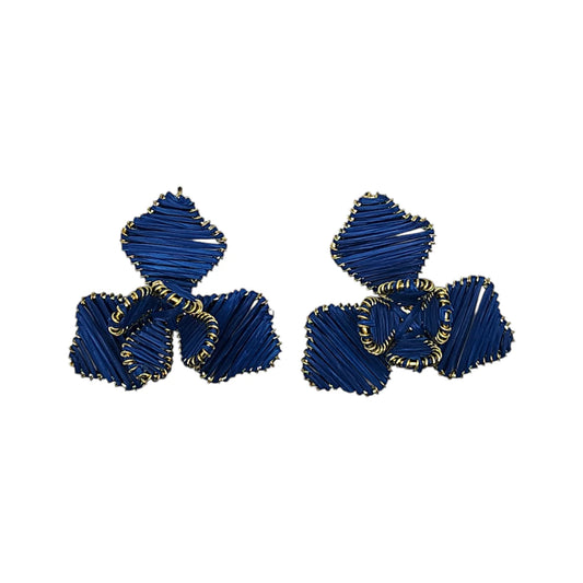 Lapis Blue Raffia Lily Stud Earrings