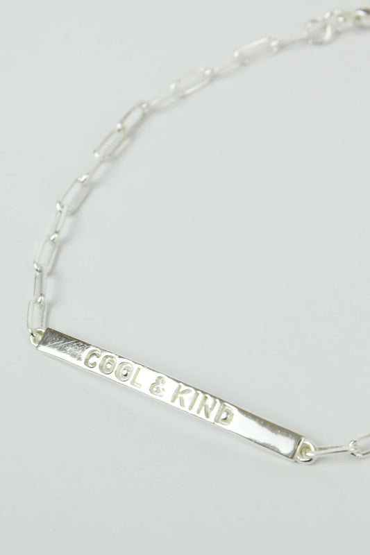 Silver Cool and Kind Bar Bracelet