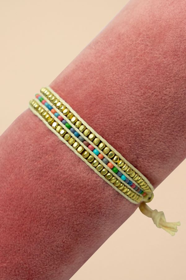 Beaded Bracelet Narrow - Multi Stripe