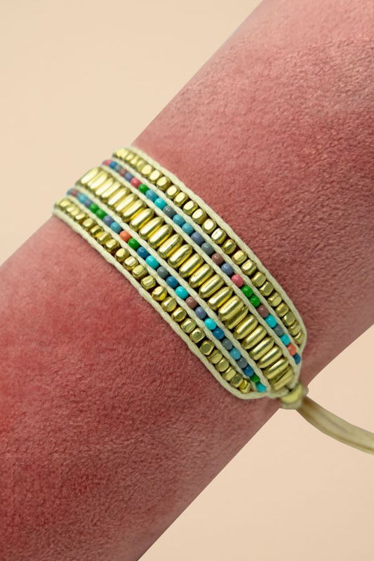 Beaded Bracelet Wide - Multi Stripe