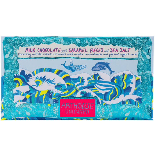 Swim with Whales Milk Chocolate with Caramel Pieces and Sea Salt 85g