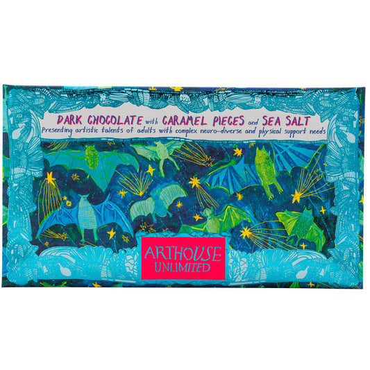 Bat Mates Dark Chocolate Bar with Caramel Pieces & Sea Salt 85g