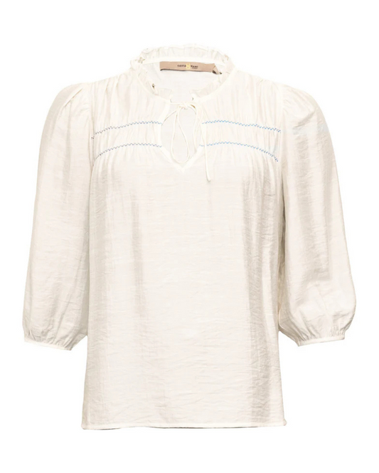 Barbel Blouse in Whisper White / Zen Blue