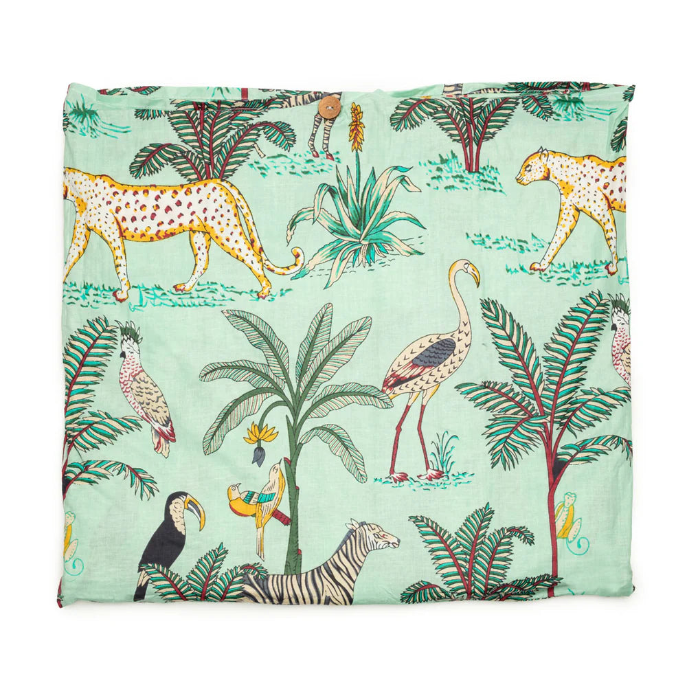 Serendipity Cotton Quilted Tote in Mint Jungle