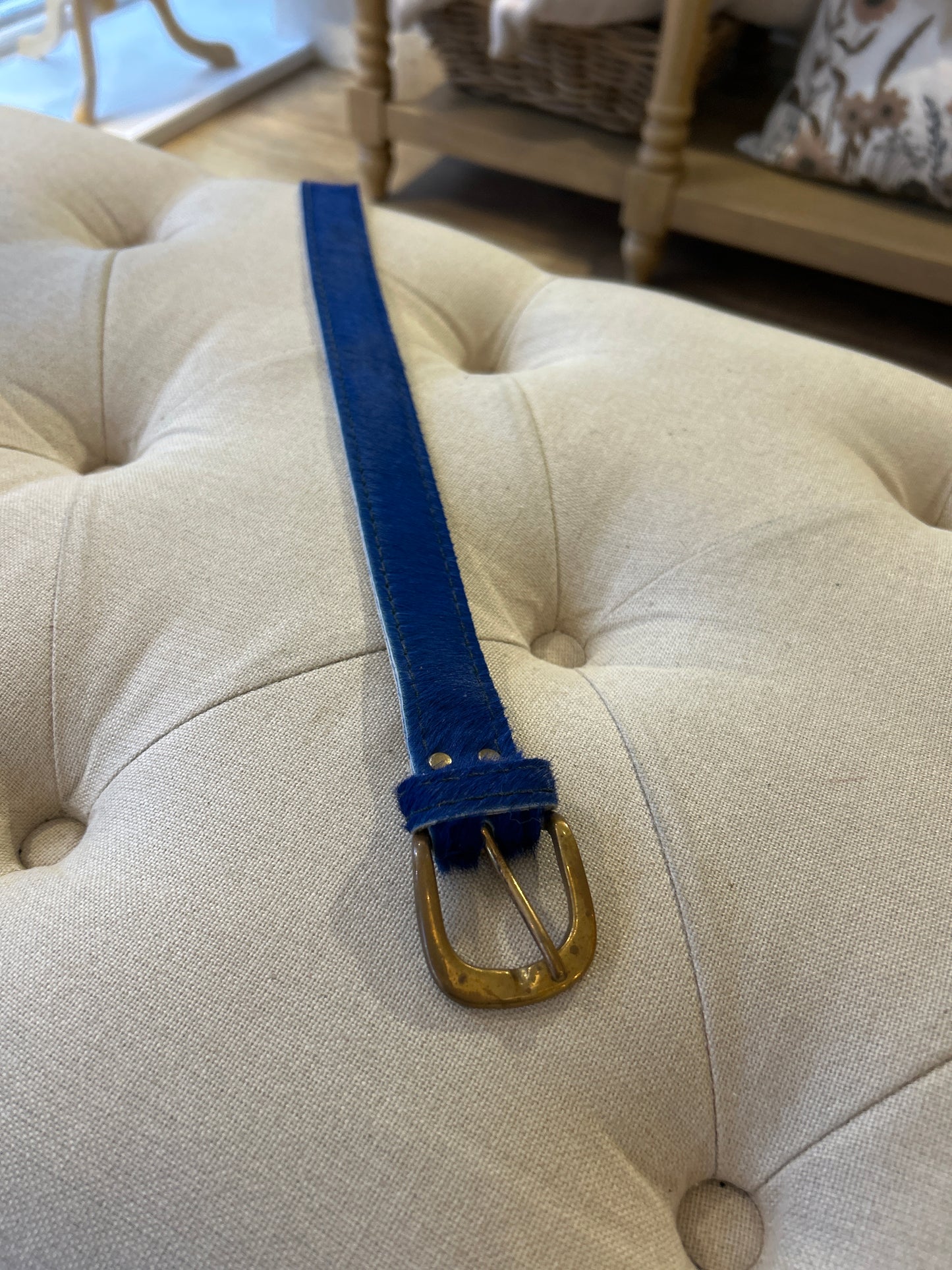 Cow Hide Belt in Cobalt Blue