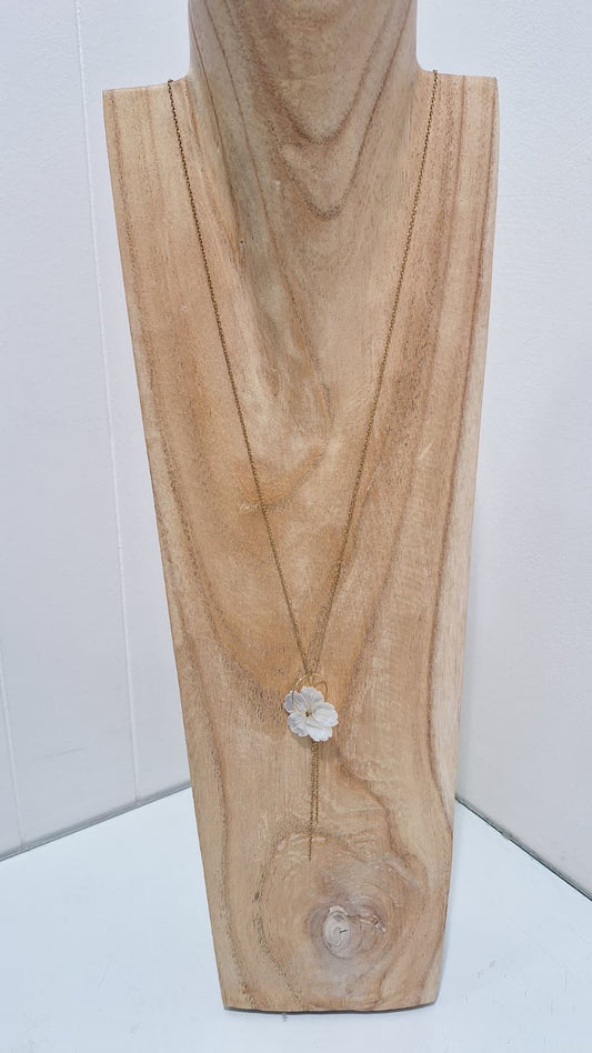 Long White Flower Necklace