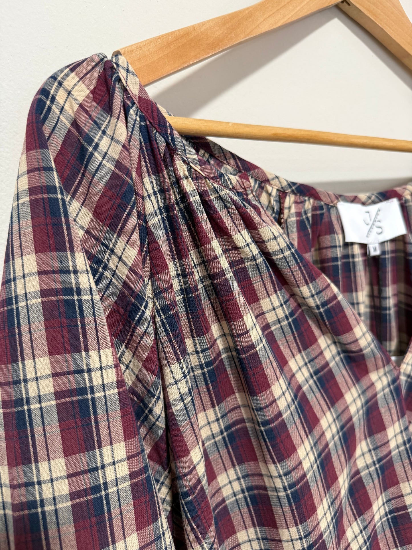 Plaid Shirt with Embroidery Detail on Sleeve