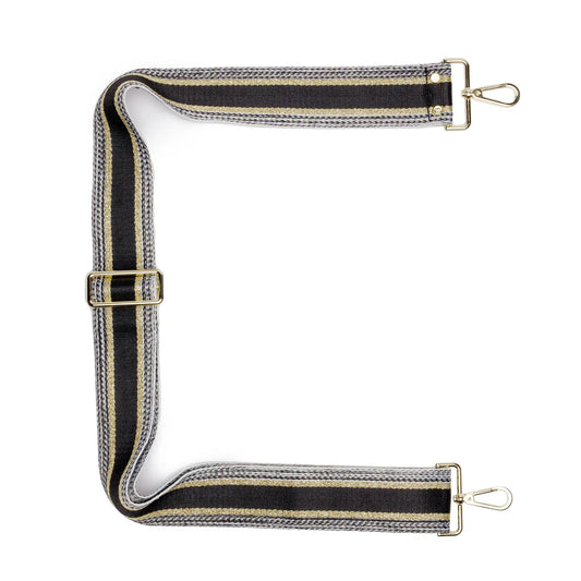 Crossbody Strap in Black/Gold Metallic