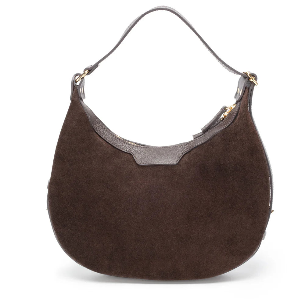 Shoulder Handbag - Crescent Suede Brown