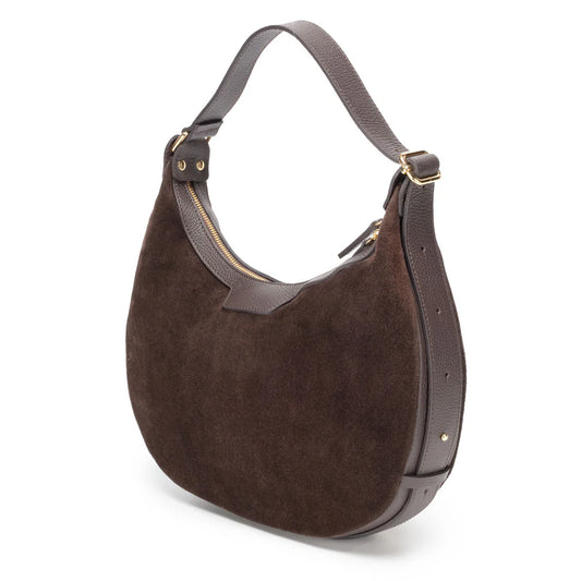 Shoulder Handbag - Crescent Suede Brown