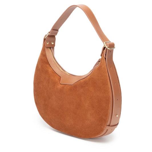 Shoulder Handbag - Crescent Suede Tan