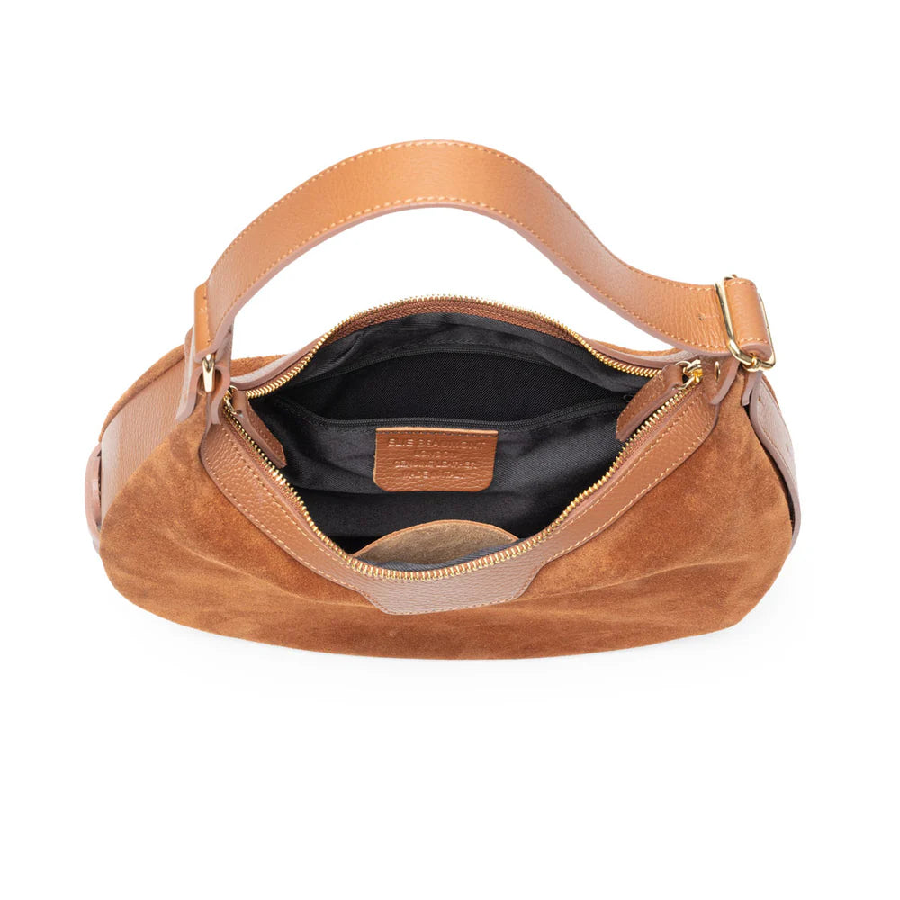 Shoulder Handbag - Crescent Suede Tan