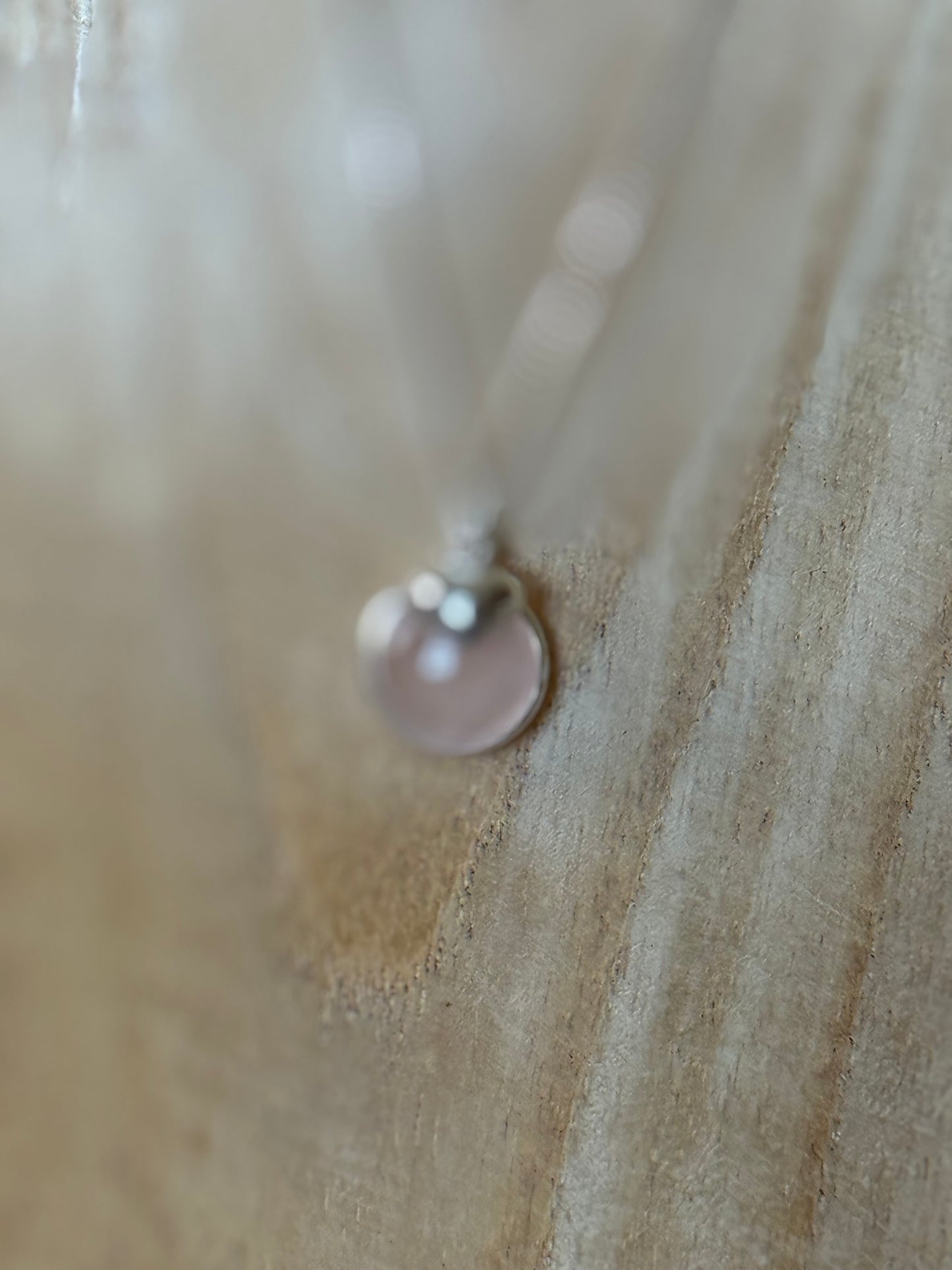 Silver Necklace with Silver Heart and Pink Chalcedony Drop