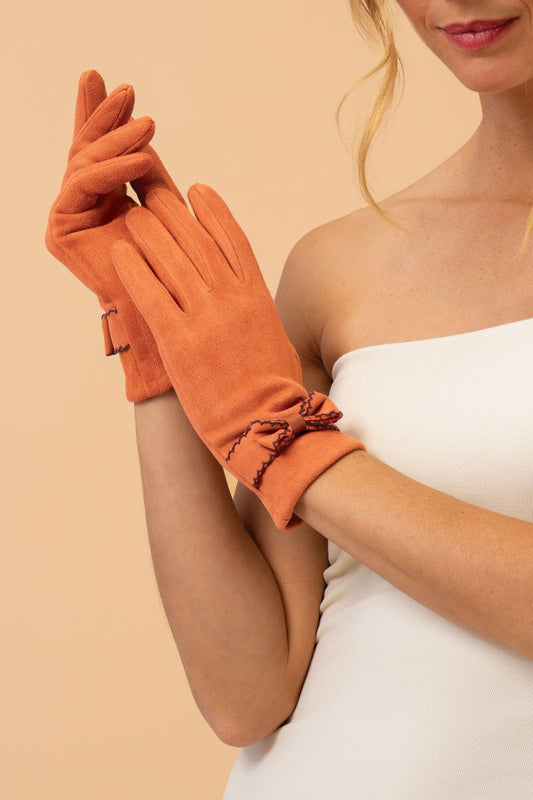 Fenella Faux Suede Gloves in Tangerine