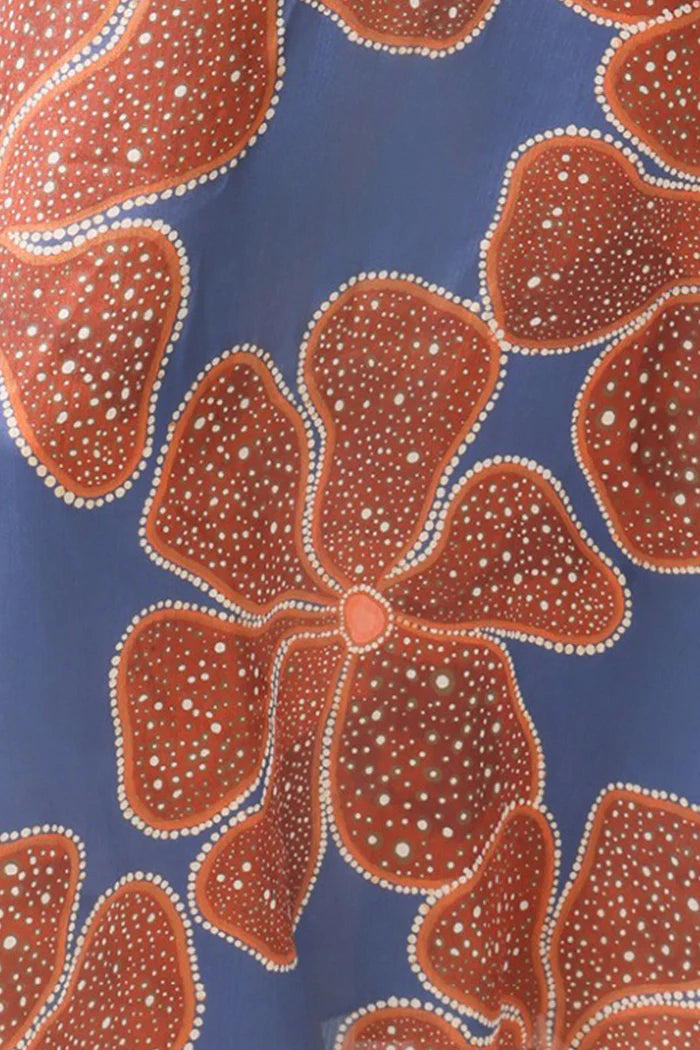 Full Bloom Whispers Rene Dress in Blue & Orange