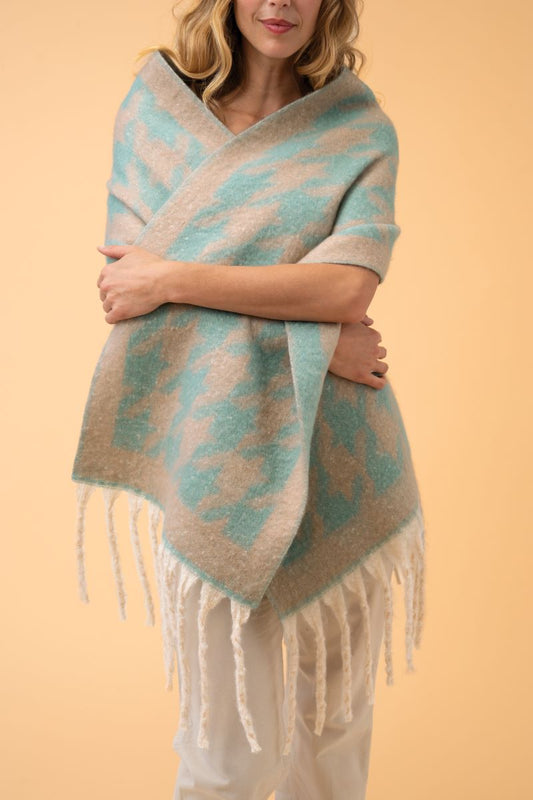 Harper Cosy Scarf in Aqua and Taupe