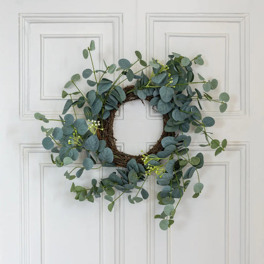 Eucalyptus & White Flower Table Wreath