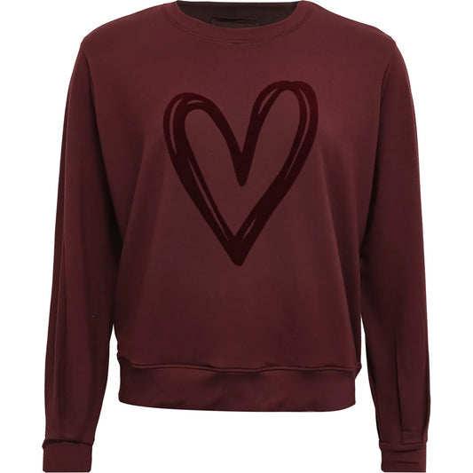 Heart Sweatshirt in Burgundy