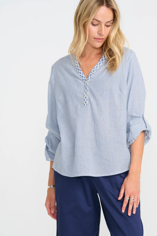 Josephine Shirt in Blue Stripe