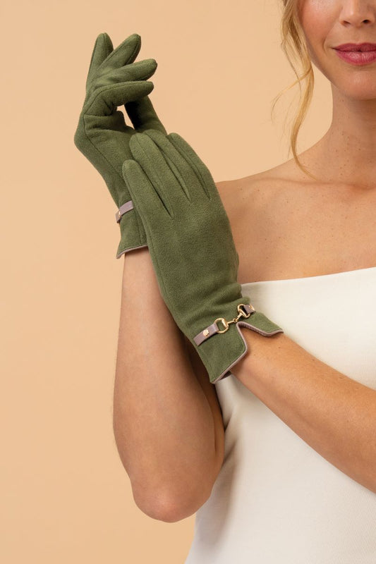 Kylie Faux Suede Gloves in Forest