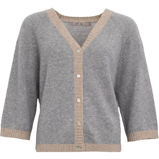 Kash Mix Cardigan in Grey with Sand Edging