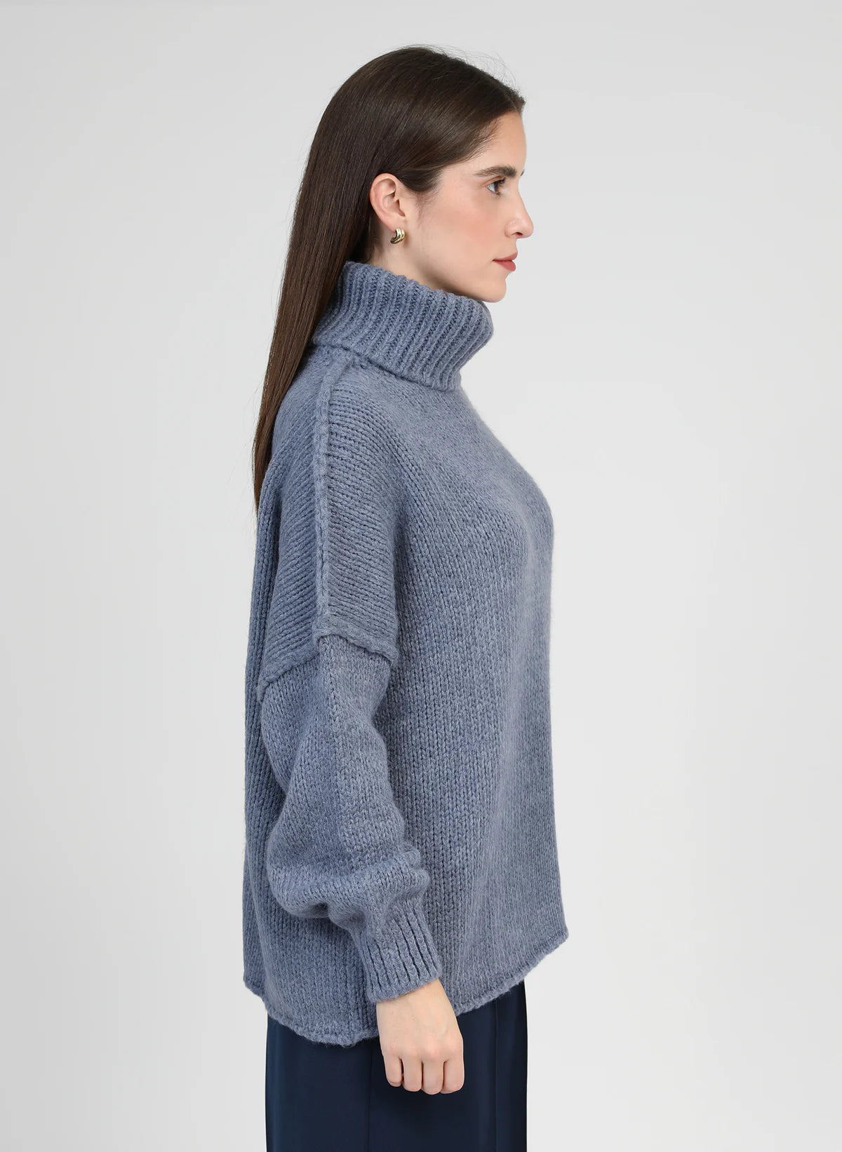 Lejoko Polo Neck Sweater in Denim