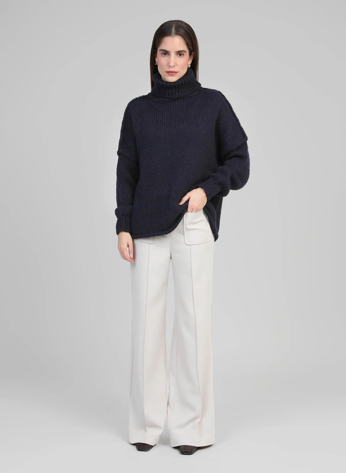 Lejoko Polo Neck Sweater in French Navy