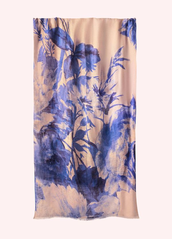 Linen & Cotton Scarf in China Blue Blooms