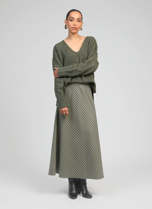Livya V Neck Sweater in Khaki