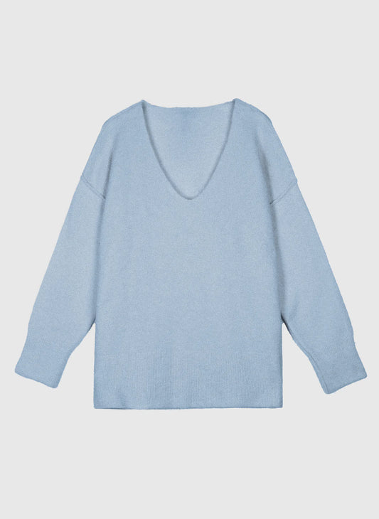 Livya V Neck Sweater in Sky Blue