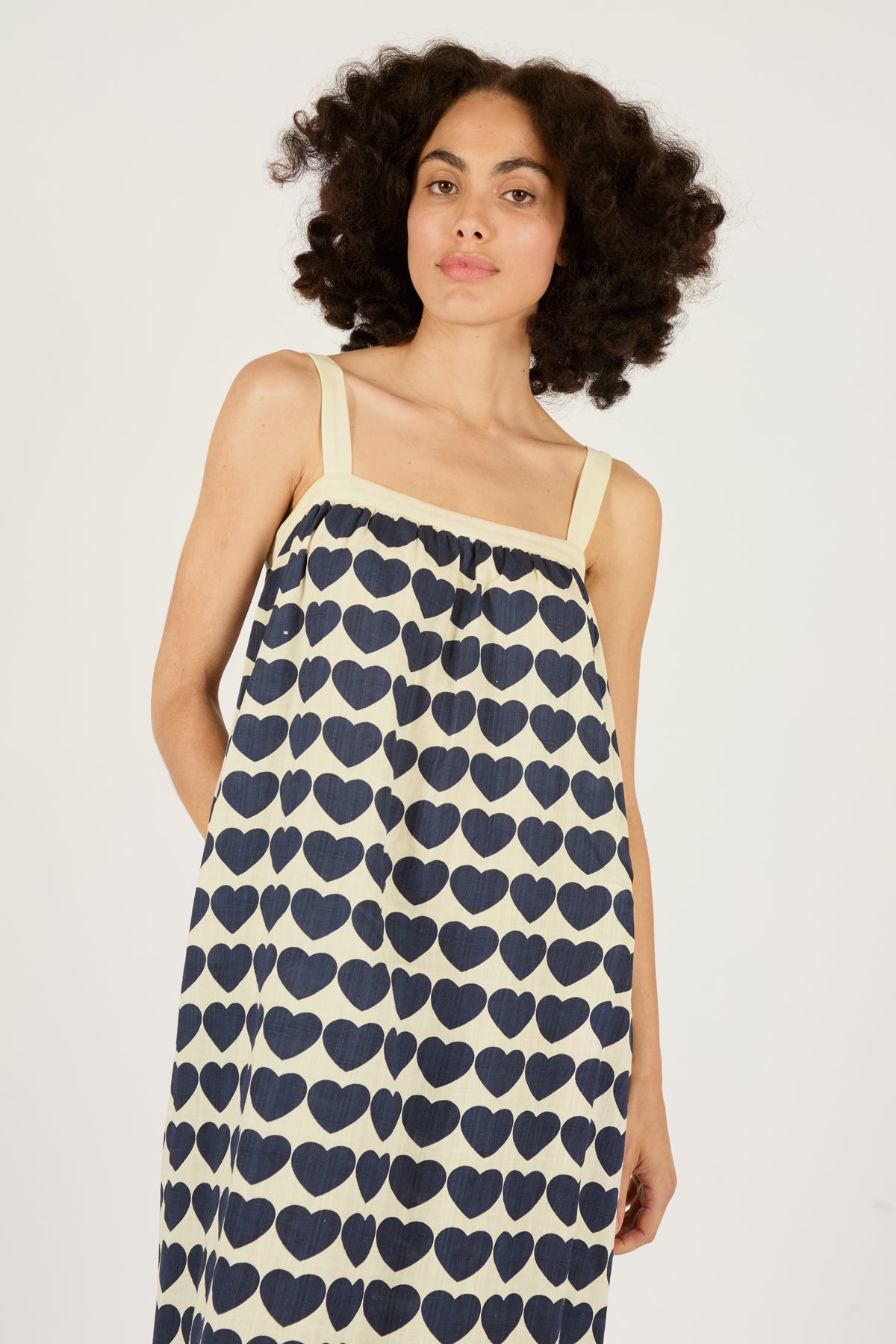 Thandie Dress in Navy Hearts